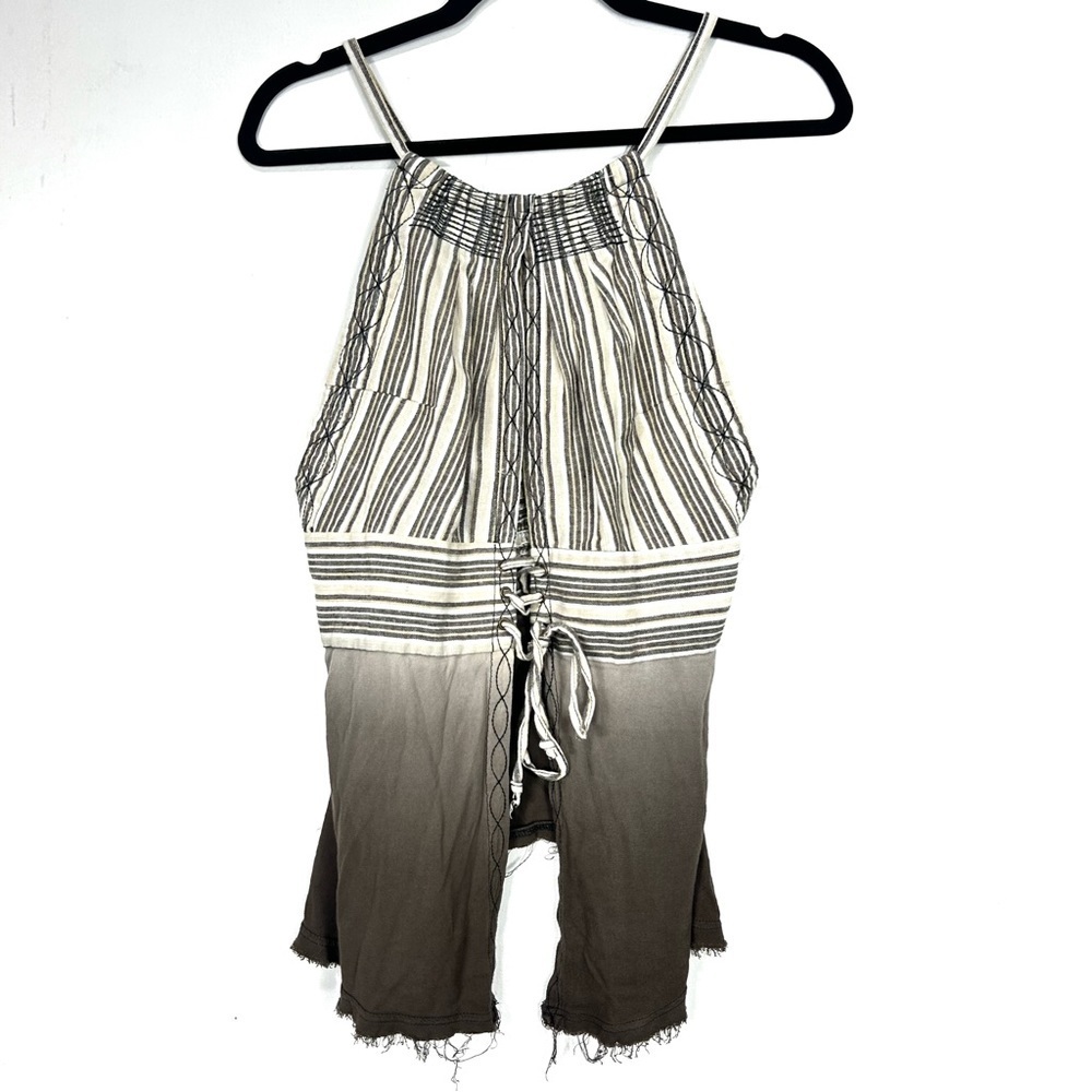 GILDED INTENT by BUCKLE lace up raw hem halter tank top O19